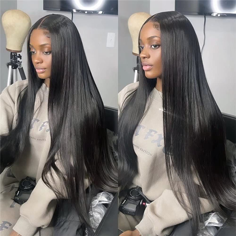 32 34 36 Inch Long Straight 13x4 Transparent Lace Full Frontal Wigs - 图片 6